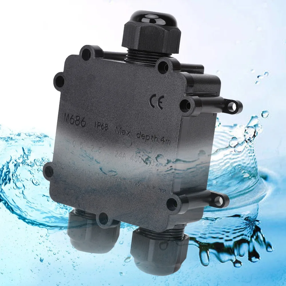 لصق صندوق M686 صندوق وصلات Y نوع 3-Way صندوق وصلات كابل مقاوم للماء Ø4-14mm IP68 صندوق وصلات كهربائية حماية الكابل