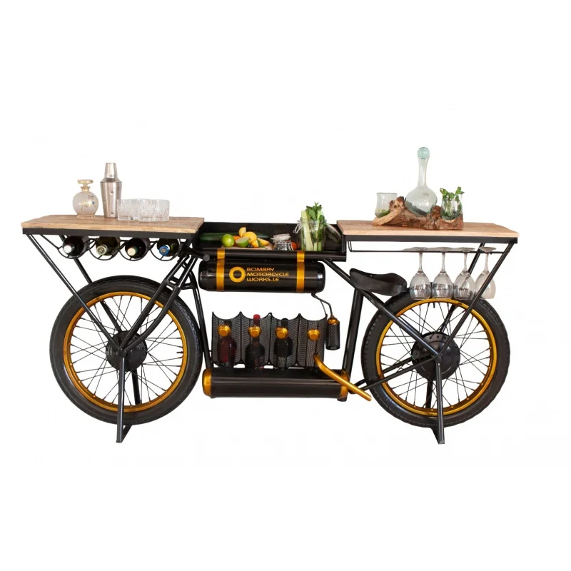 custom.Top Selling New Unique Design Bike Bar Table Counter Wine Rack With Best Antique Finishing From Indian Manufacturers & Ex
