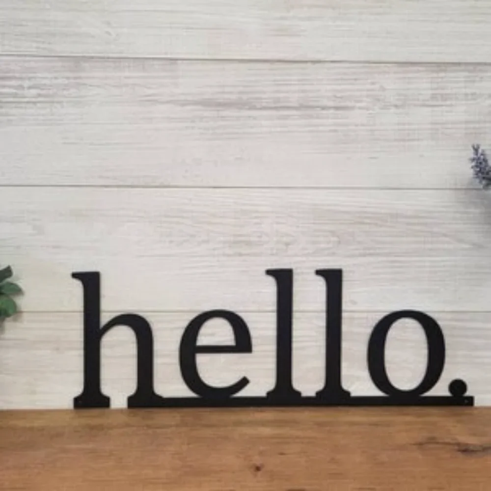 1PC Hello Metal Sign As Hello Entryway Sign with Metal Word for Front Door Decor A Welcome Gift and Personalized Wall Decoration