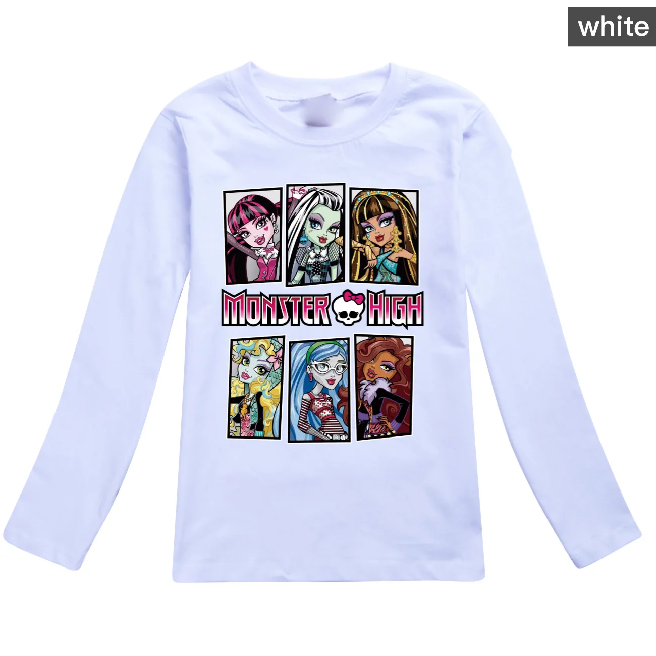 Children's Long-Sleeved Boys Girls Summer New Monster High T-Shirt Baby Thin Bottoming Shirt Kids Casual Streetwear Wear Tops