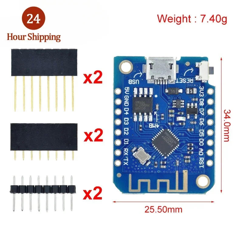 WeMos D1 Mini Pro V3.0 NodeMcu 4MB/16MB bytes Lua WIFI Internet of Things Development board based ESP8266 CH340G Nodemcu V2