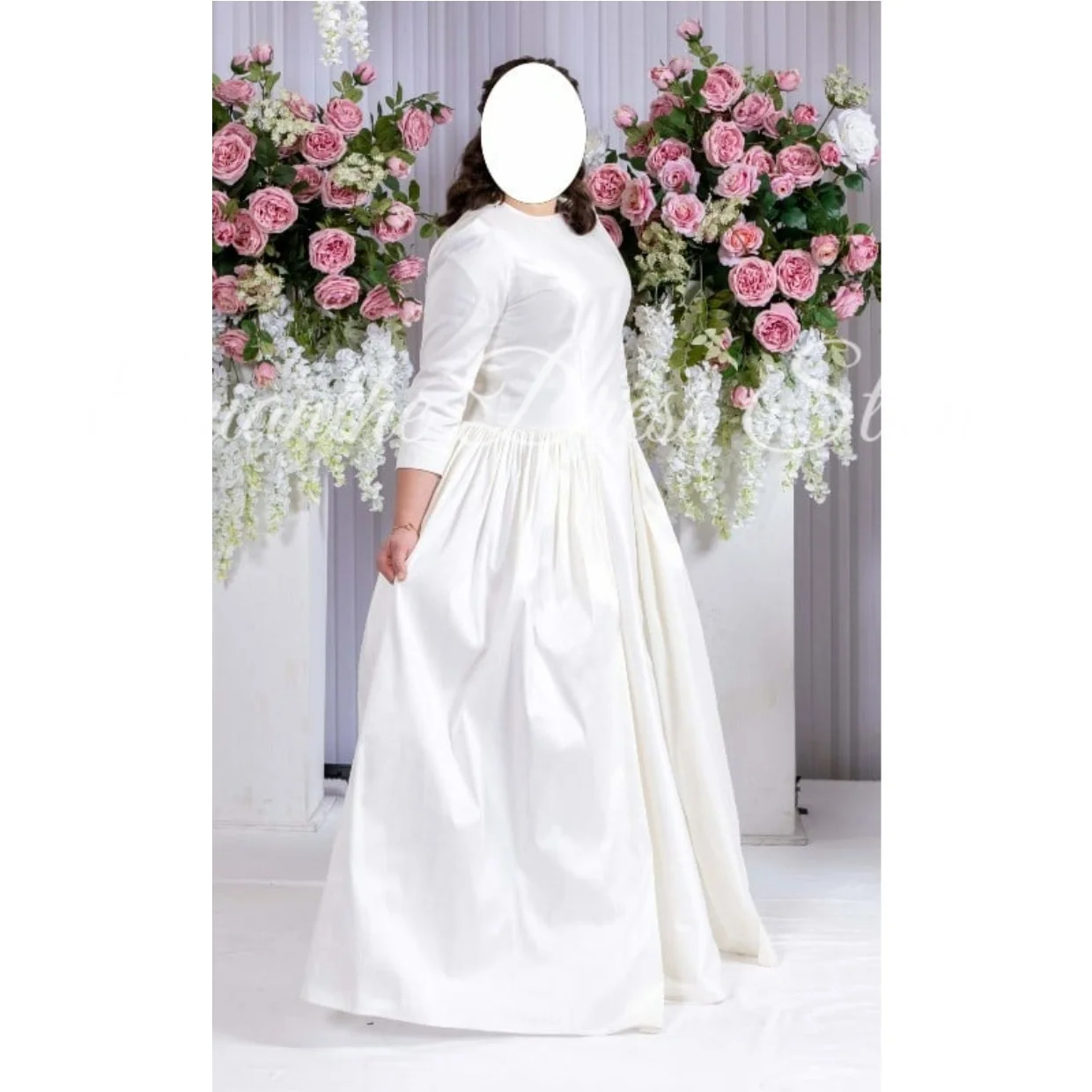 

Белое платье подружки невесты для женщин, атласное пышное платье с воздушными шарами и высоким воротом, вечернее платье для выпускного вечера, дня рождения, свадебное платье по индивидуальному заказу