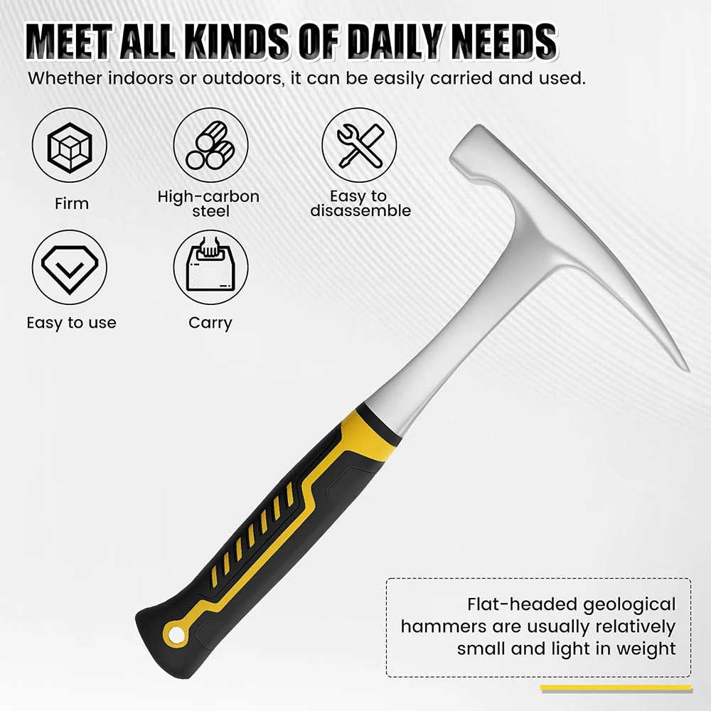 Damaly, Professional Geological Hammer, Exploration Hammer, Multifunctional Pointed Integrated Hammer, Quarrying/Mining Hammer
