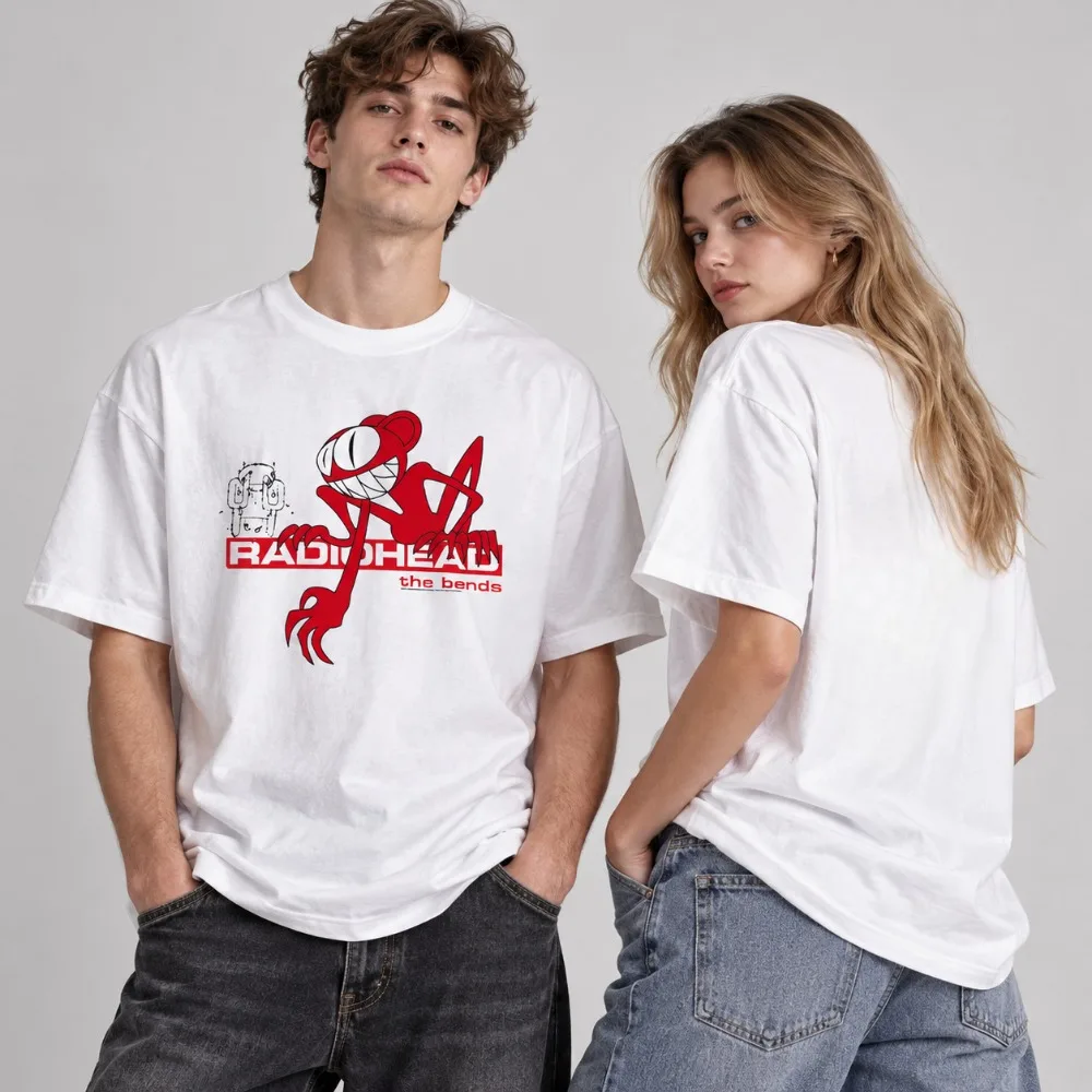 Hot Selling Vintage Radiohead T-Shirt The Bend Album Band Copy Pattern Men's Print Rock Hip Hop Artist Street Life Top