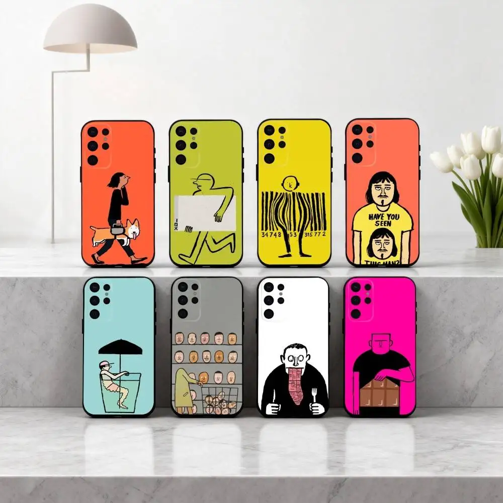 

J-Jean-N J-Jullien-N M-Minimalist Art Phone Case For Samsung S25,24,23,22,30,21,10,9,Ultra,Plus,Lite,FE,4,5 G Soft Black Case