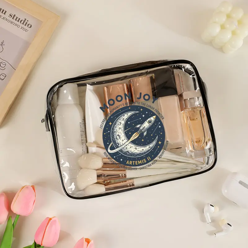 

Pvc Transparent Travel Storage Bag with Zipper Maximalist Moon Joy Artemis II Cosmetics Humanity Returns To The Moon Gift Bags