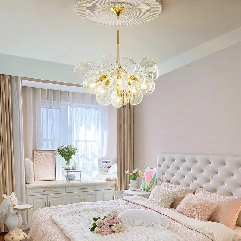 Nordic bubble pendant lights Bedroom Chandelier Lighting Modern LOFT lustre Glass Ball lampshade lamp