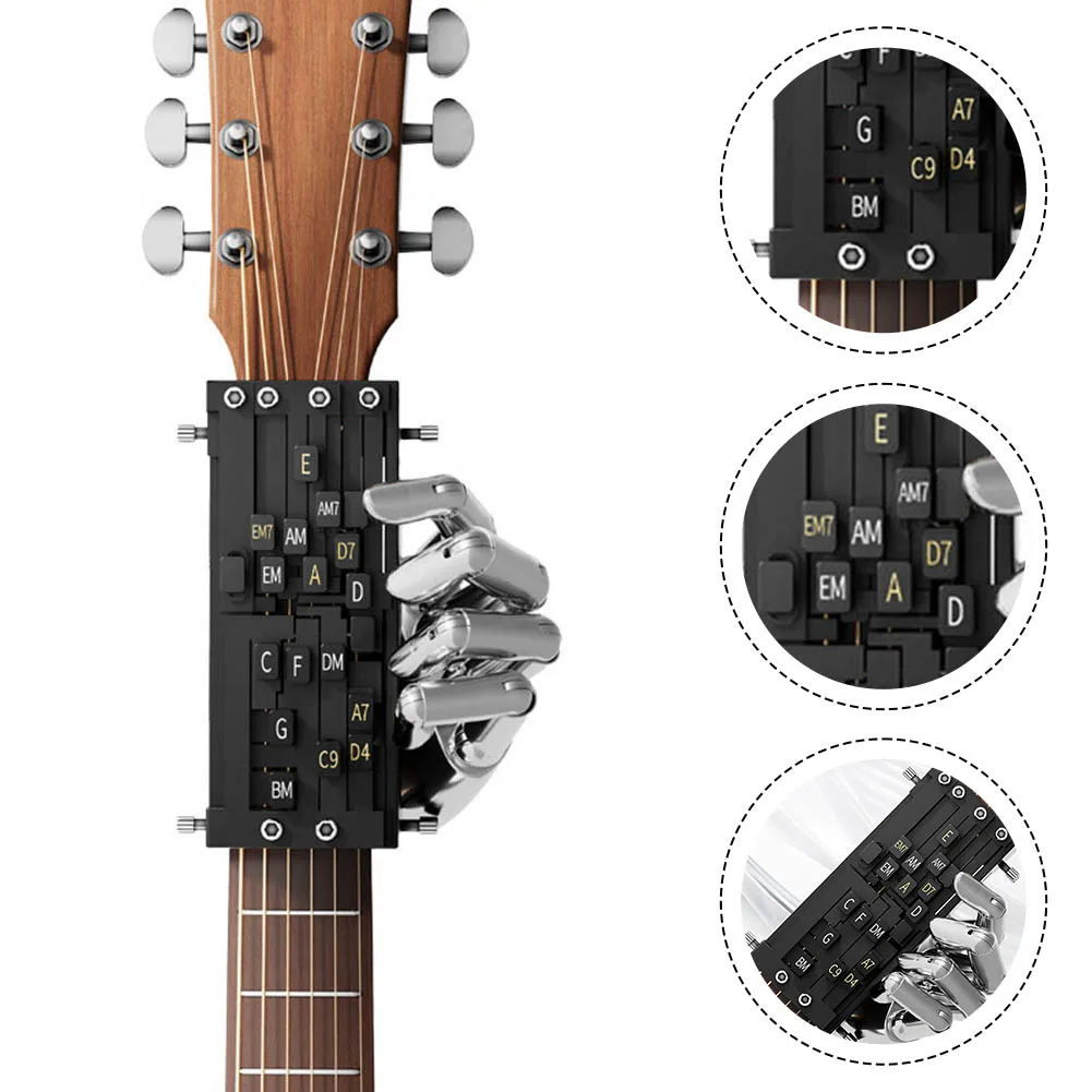 Guitar Chord Presser Essential Learning Tool For Guitar Beginners Starters Guitar Chord Helper One Key Chord Tuner 18 Buttons