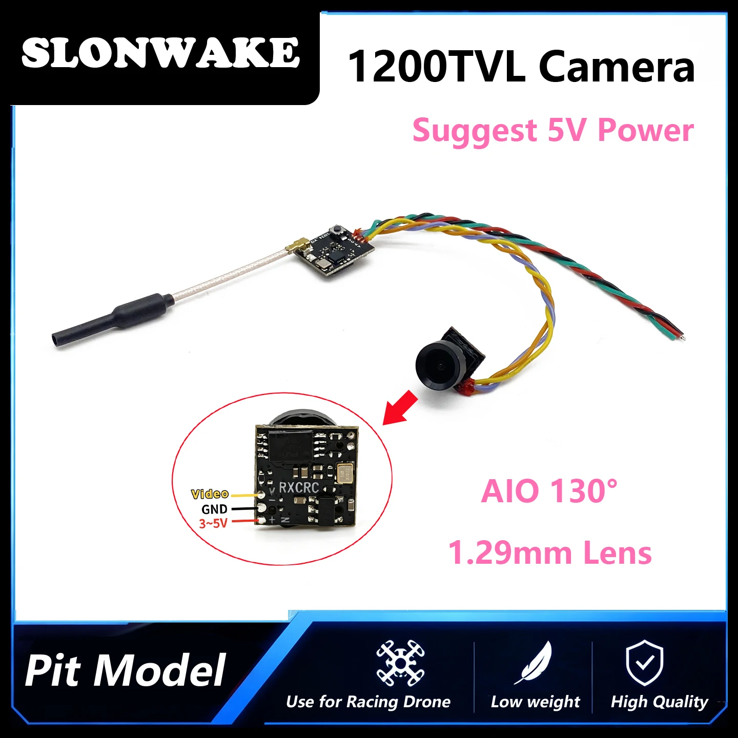 Only 3g mini 5.8G FPV 48CH pit/25/100/250mW Transmitter VTX-CAM with 1200TVL 130 degree AIO Camera for RC FPV Racing Drone Parts