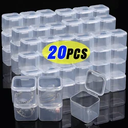 20/1Pcs Mini Plastic Box Transparent Square Storage Container Case Dustproof Packaging Display Box For Earring Jewelry Organizer