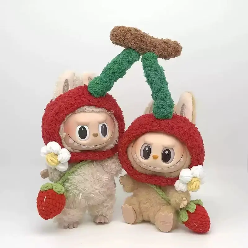 

Labubu Doll Cherry Suit V1 V2 Kawaii Baby Twins Clothes Replacement Glue Doll Clothing Accessory for Collectible Figures