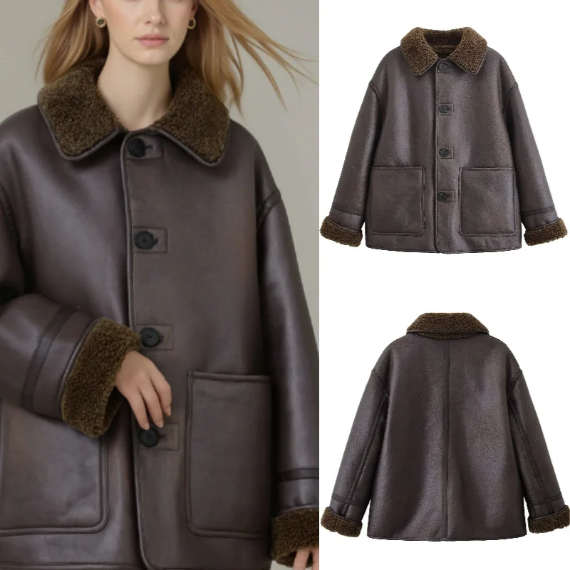 

Женское модное пальто с воротником из искусственного меха, сексуальная модная осенняя коллекция 2025 года