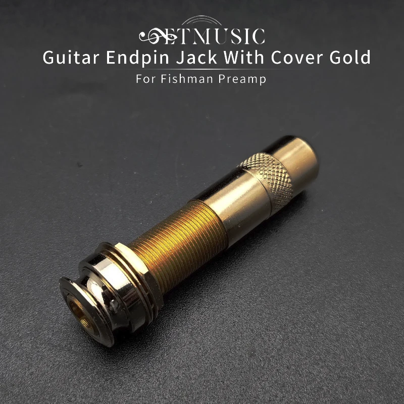 Guitar Pickup Endpin Jack Plug Sockets With Cover 3 Prong Gold Threaded Cycinder Long Guitar Bass Output Jack Hot