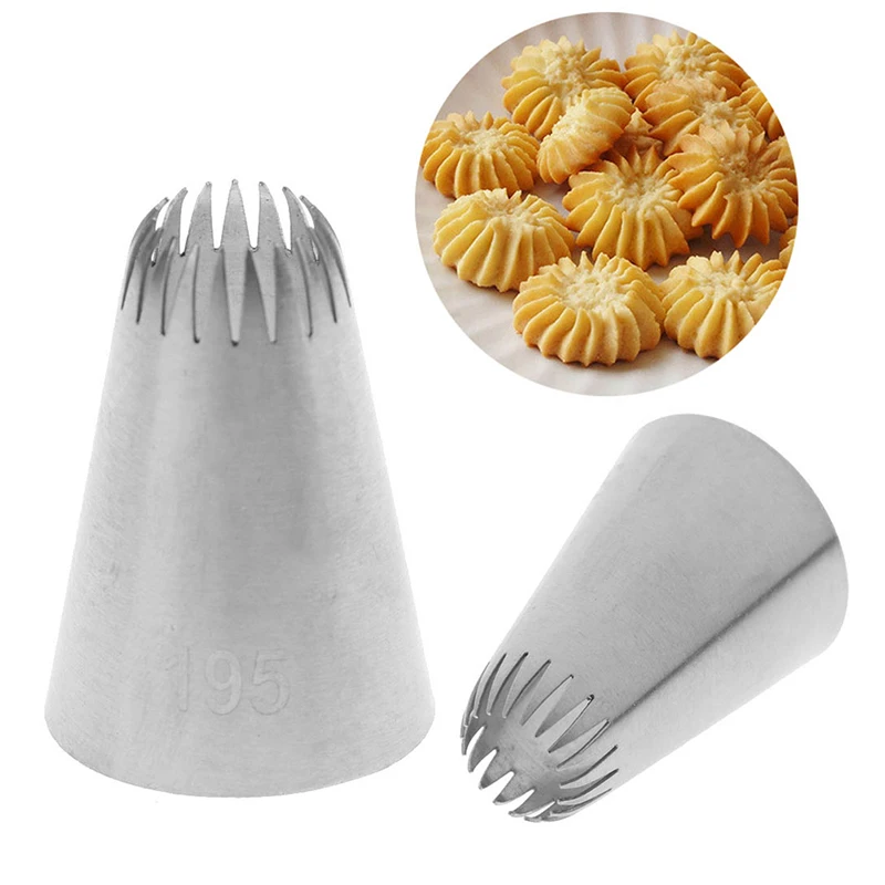 25mm x 35mm  #195 Cake Head Metal Icing Piping Nozzles Stainless Steel Cake Cream Decor Tip Cookies Cream Decorator Baking Tools