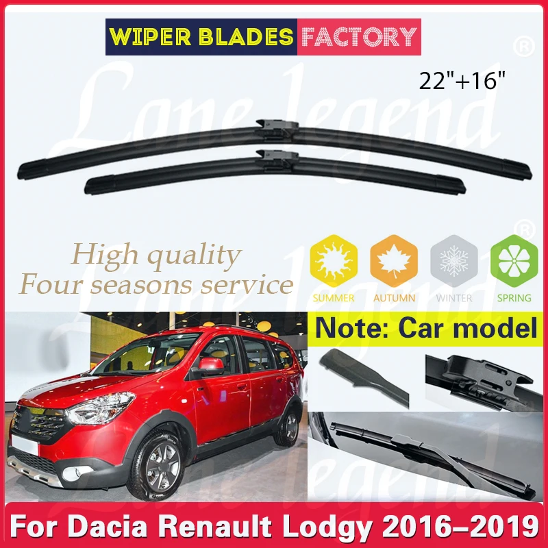 

2pcs For Dacia Renault Lodgy 2016 2017 2018 2019 Windscreen Windshield Clean Window Front Wipers Blades Car Accessories 22"+16"