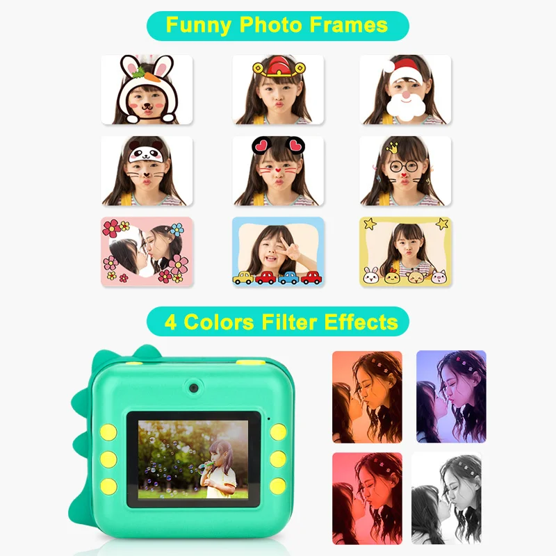 Children Instant Camera Print Camera For Kids 1080P Video Photo Digital Camera With Print Paper Birthday Gifts For kids Girl Boy