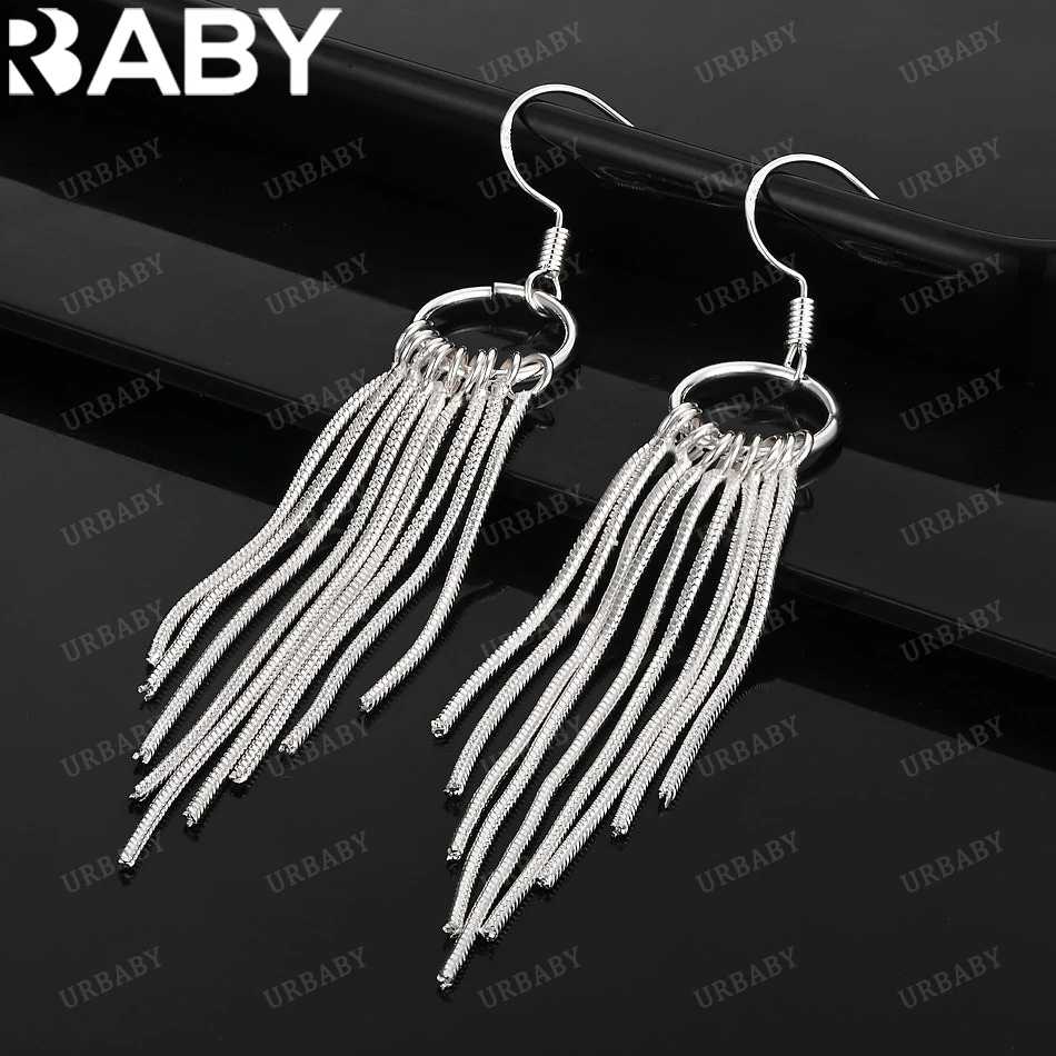 

URBABY 925 Sterling Silver Earrings Tassel Drop Earrings For Women Jewelry Fashion Party and Daily Wear
