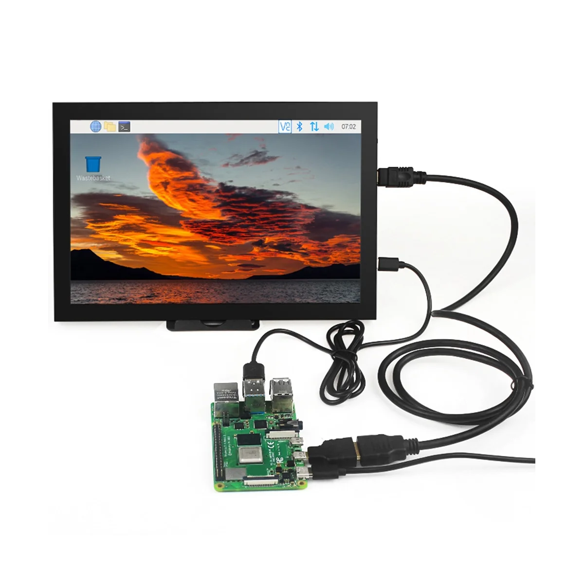 10.1 Inch Touch Screen LCD Display with Metal Case for Raspberry Pi 3B+/4B Jetson Nano PC ,EU Plug