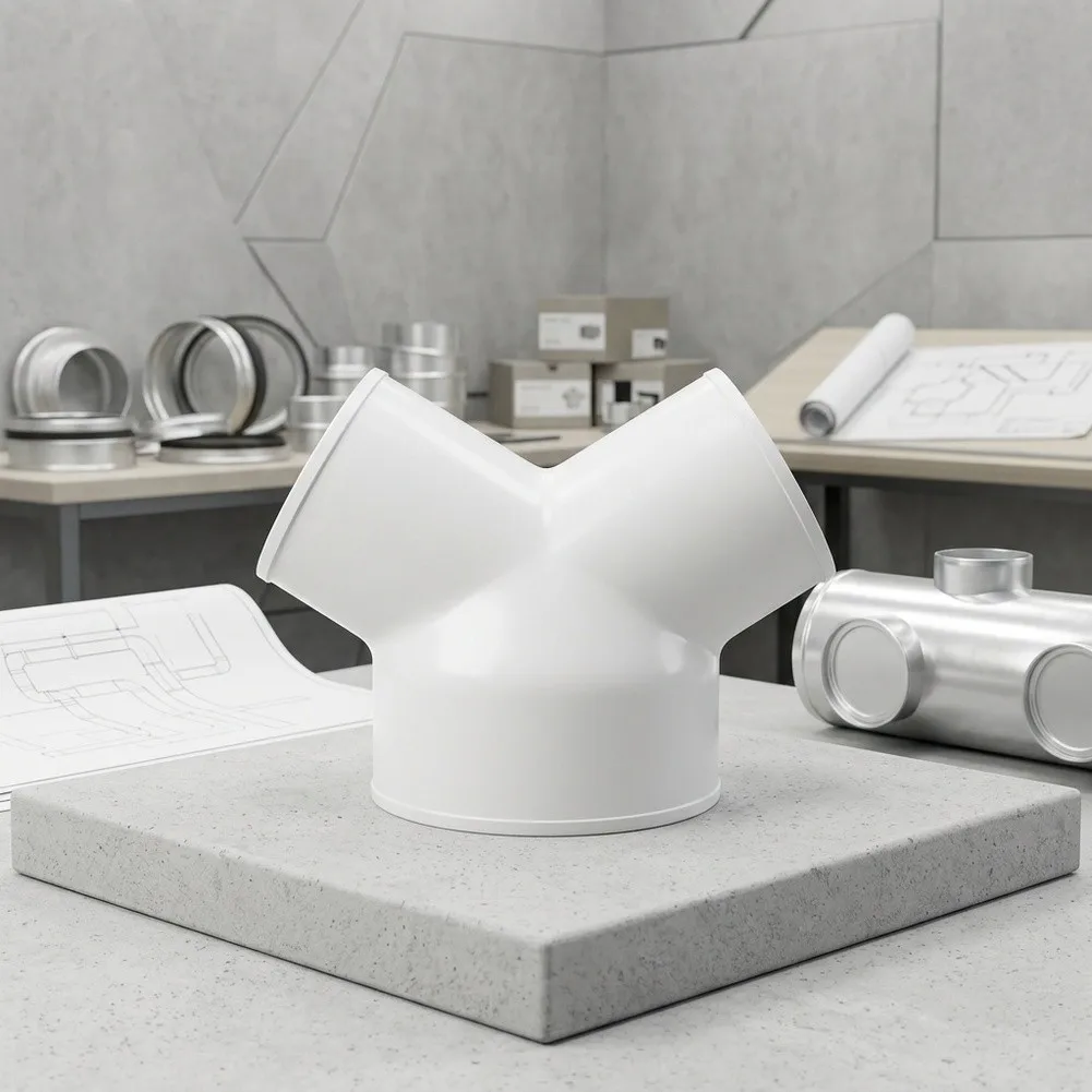 Three-Input/Output Duct Fitting for Fresh Air Integration and System Interconnection in Bathroom and Kitchen Zones
