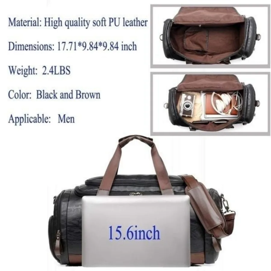 Männer Hohe Qualität Reise Weekender Taschen Sporttasche Leder Übernachtung Seesack Sport Gepäck Tote Duffle für Männer – Detail 2