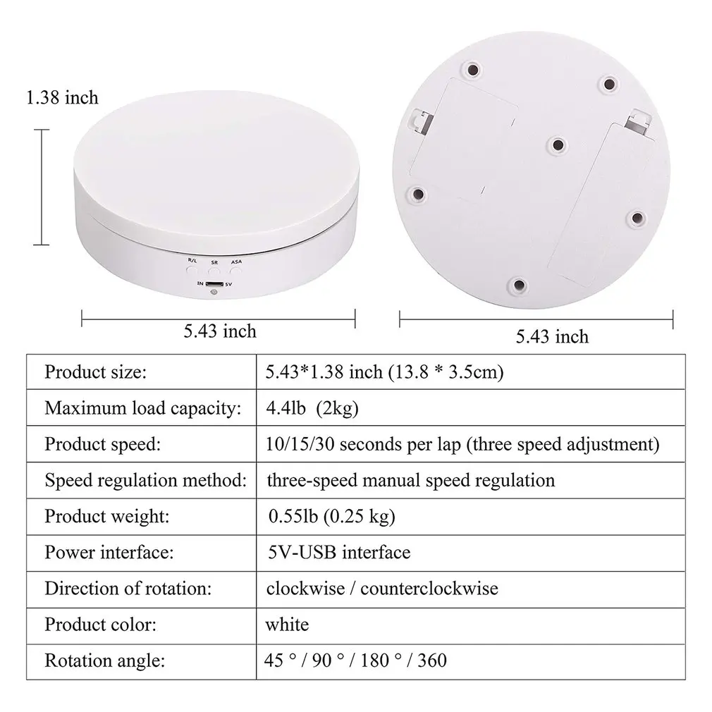 Plataforma giratoria eléctrica inteligente, soporte giratorio automático para exhibición de relojes y joyería, fotografía ajustable, 360 grados, velocidad de carga