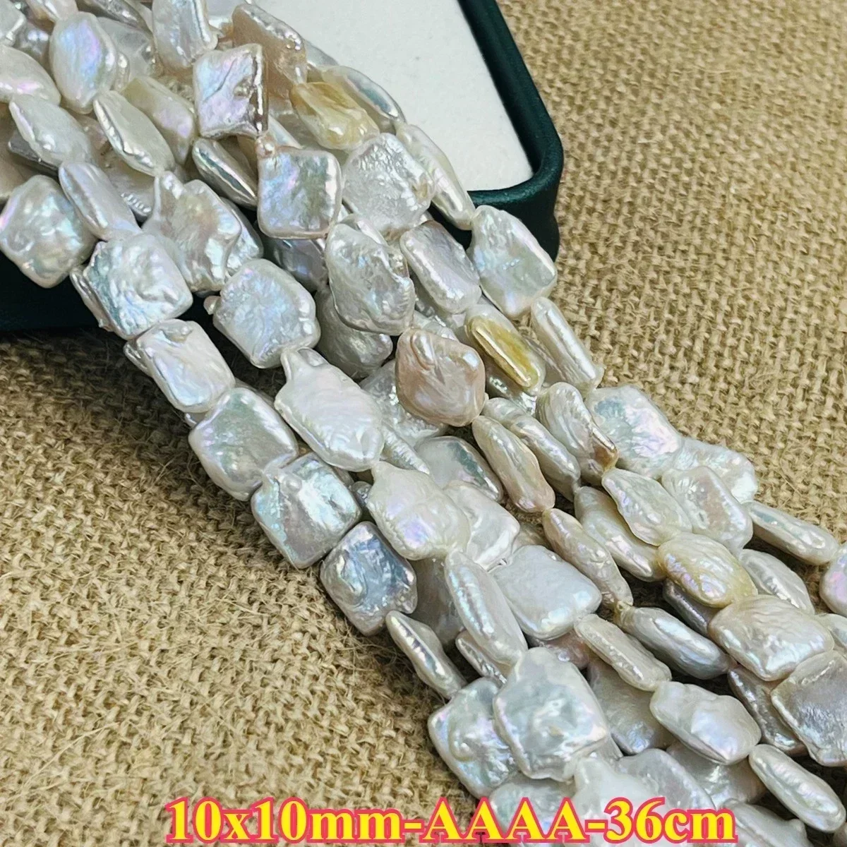 

10x10mm4A Polishe Natural Freshwater Pearl Spacer White Square Baroque Bead Jewelry MakeDIY Necklace Bracelet Women Gift Wedding