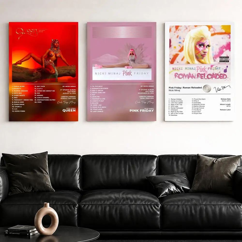 Singer Album N-Nicki M-Minaj Framed Wall Painting Ready to Hang Canvas Poster for Bedroom Living Room Hallway Home Decor Gift