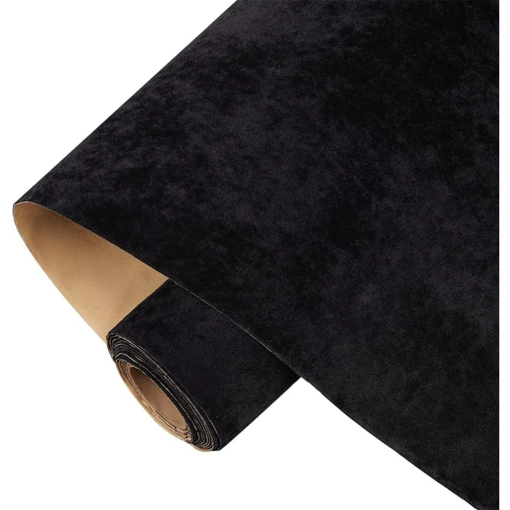 118x15.7 Inch Self Adhesive Velvet Flocking Liner Black Iced Velvet Flock Roll DIY Velvet Fabric for Art & Crafts Jewelry