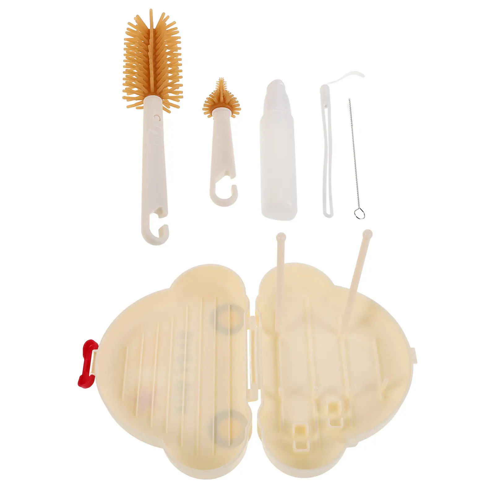 

Набор для чистки детских бутылочек: дорожная щетка с подставкой-сушилкой, силиконовые щетки для чистки