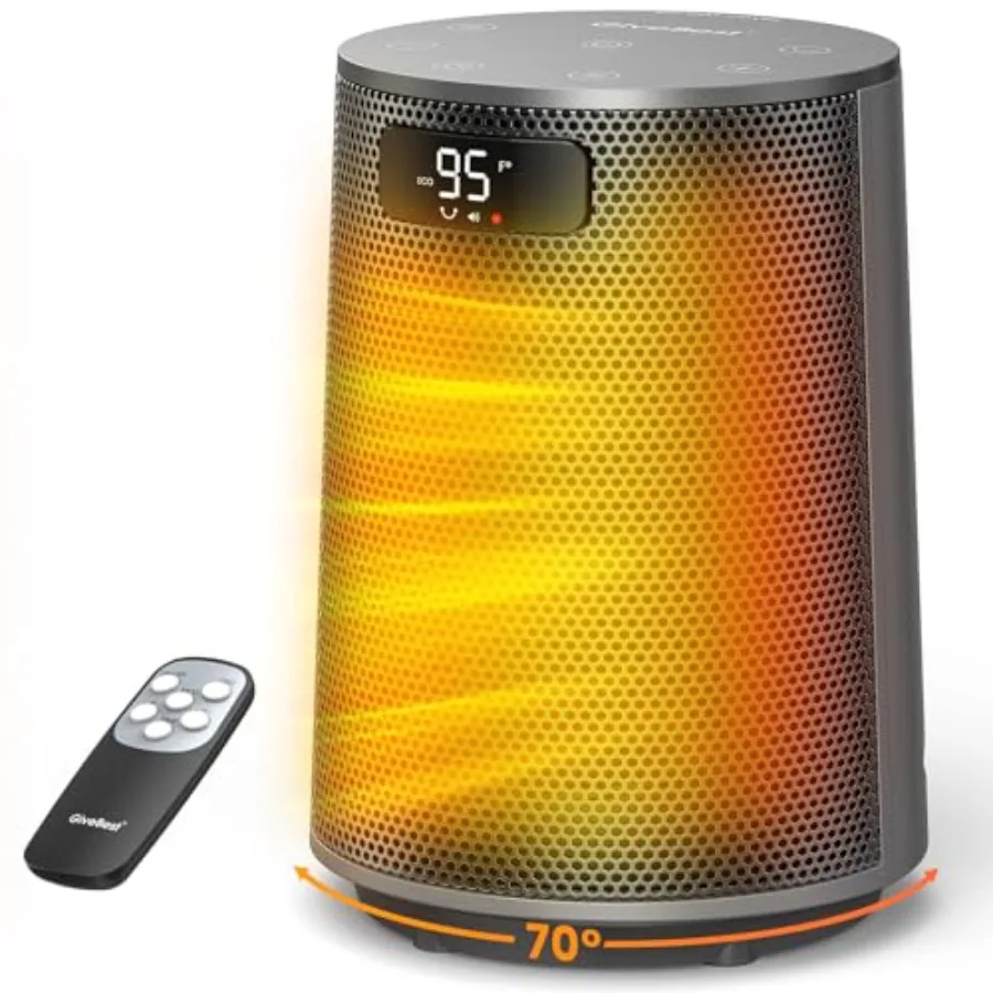 

Space Heater Electric Portable Heaters for Indoor Use with Thermostat and Remote 70°Oscillation Digital Display 12H Timer 1500W