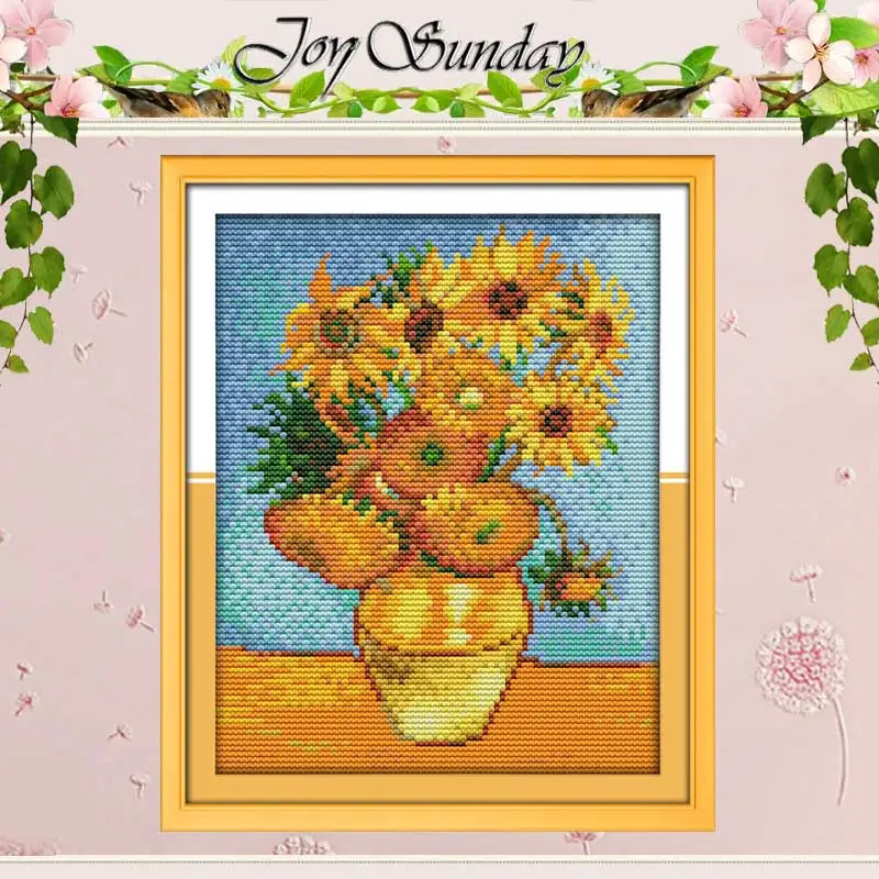 Van Gogh’s Sunflower Patterns Counted Cross Stitch Set DIY 11CT 14CT 16CT Stamped DMC Cross-stitch Kit Embroidery Needlework