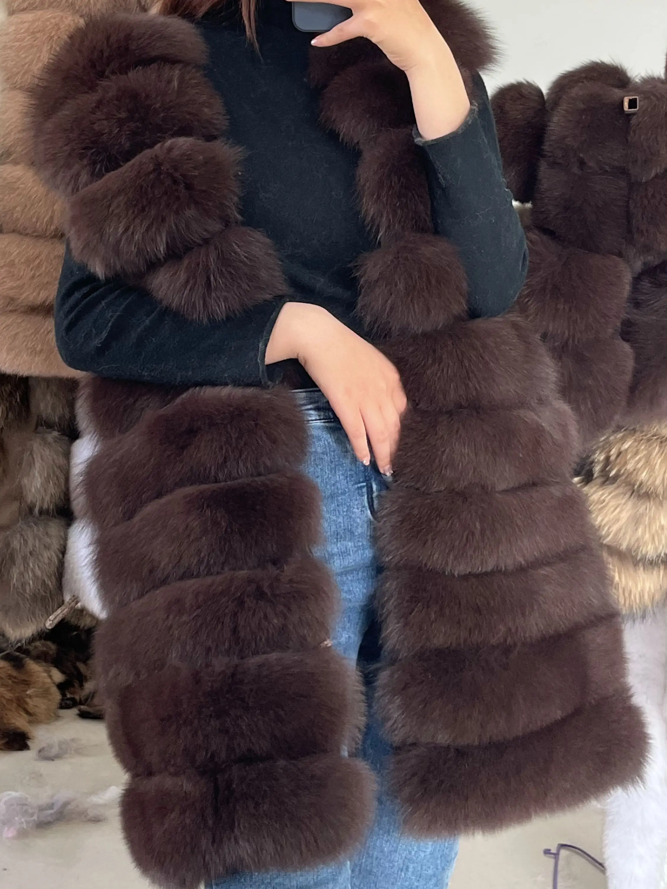 Natural Real Fox Fur For Women Mid-Length Short Women\'s Warm Winter Jacket Vest Luxurious Furry Large Size Women\'s clothing