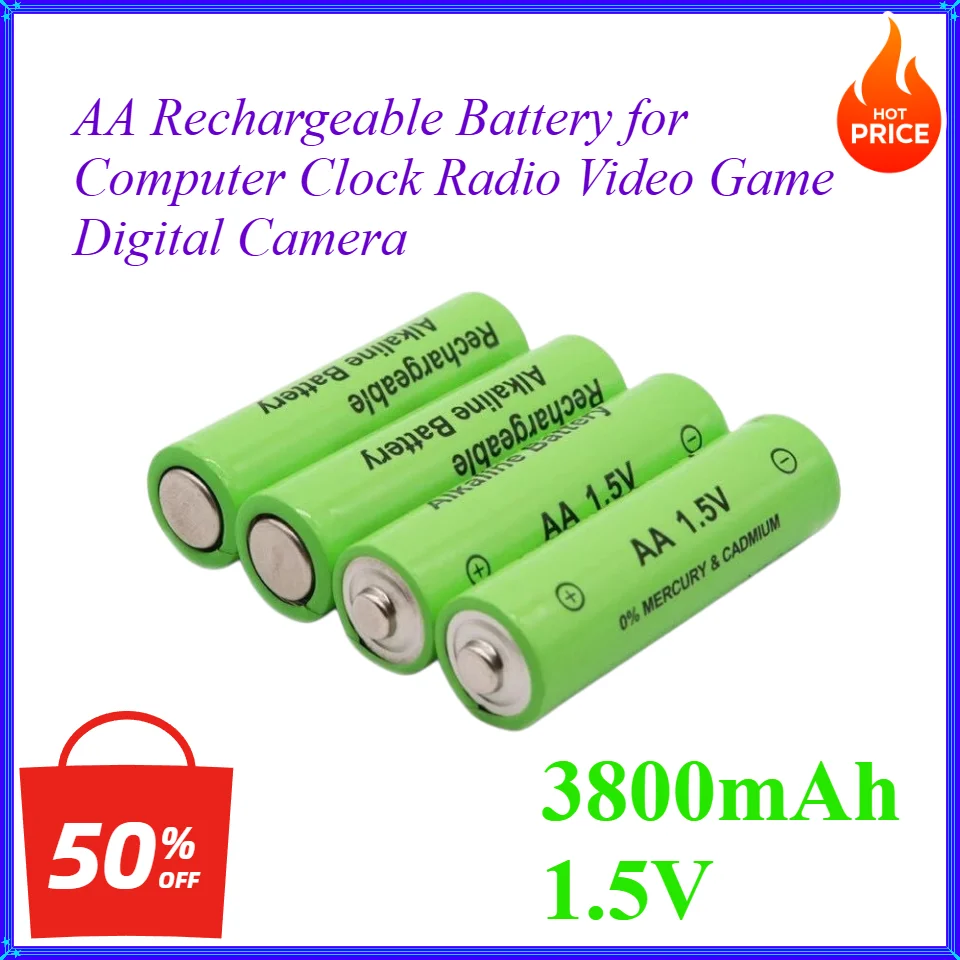 1.5V AA 3800mAh Rechargeable Battery for Computer Clock Radio Video Game Digital Camera