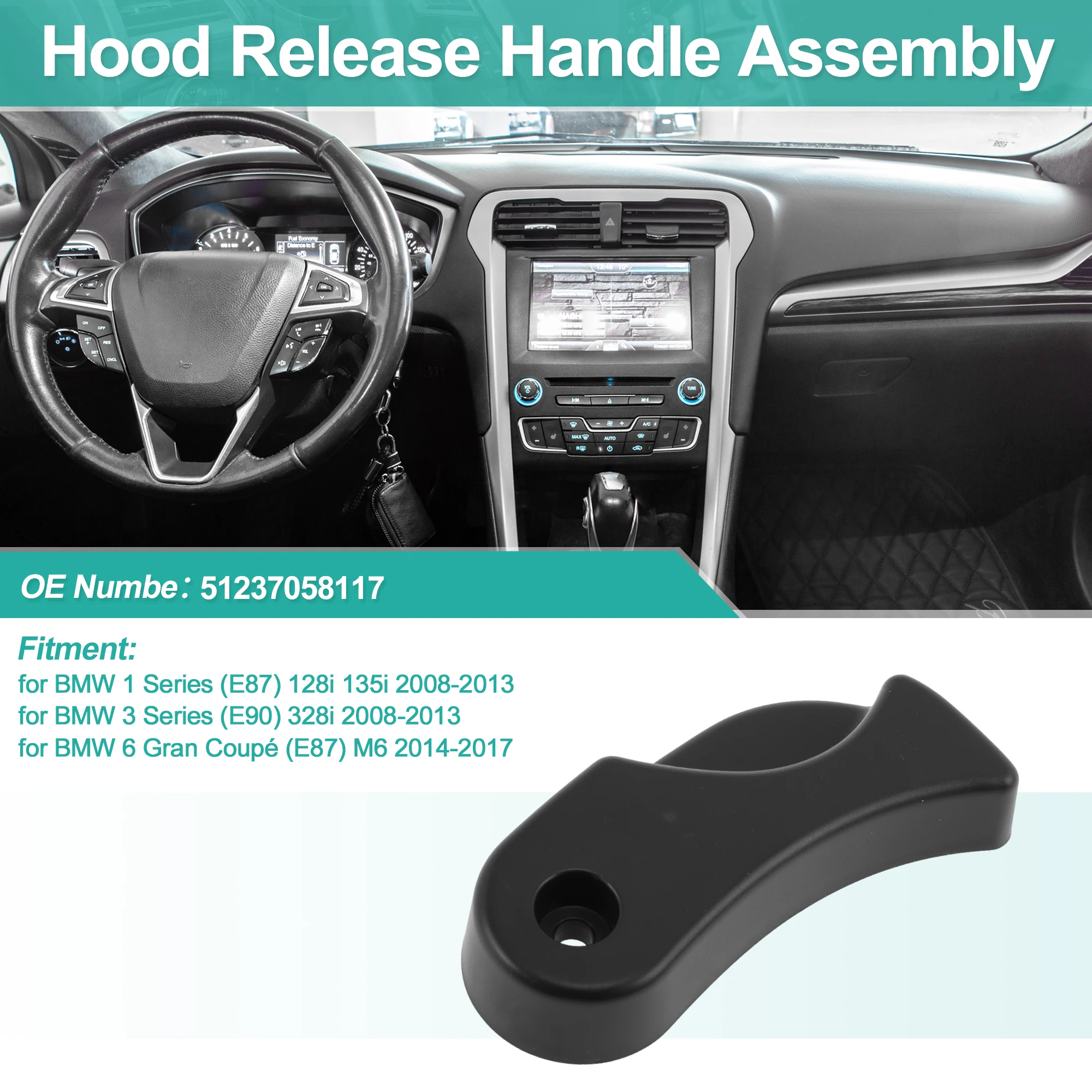 UXCELL Hood Latch Release Handle for BMW 1 Series (E87) 128i 135i 08-13 No.51237058117