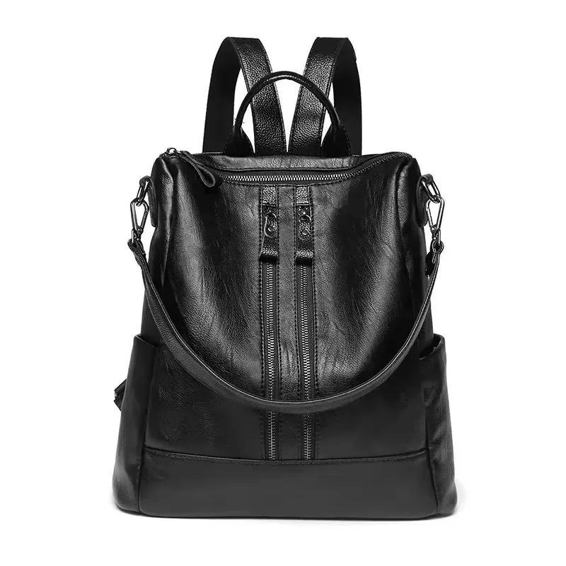 2025 New High Quality Anti-theft Leather Backpack Women Vintage Shoulder Bag Ladies High Capacity Travel Backpack School Bags