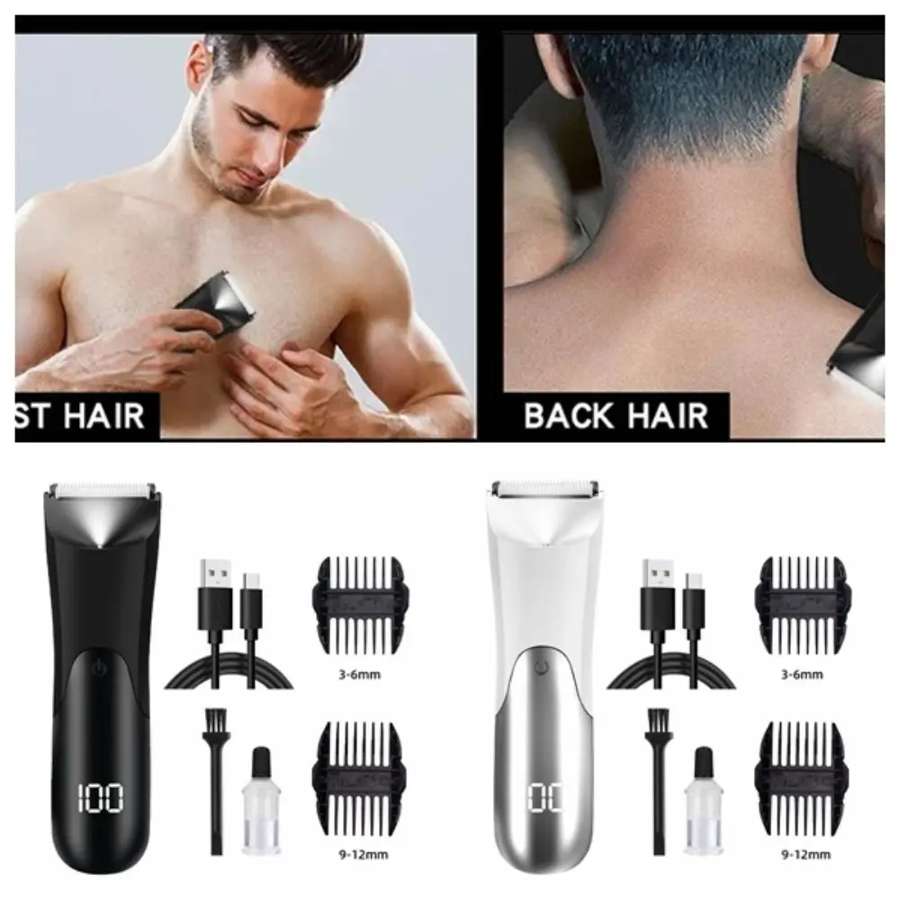 

New Ceramic Groin Body Hair Trimmer Digital Display Rechargeable Electric Ball Trimmer Wet And Dry Shaver Men'S