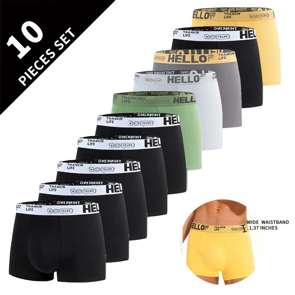 

10PCS Men's panties Mesh Breathable Man underwear 3D Cutting Men's briefs Letter Waistband Boxer shorts Autumn Boxers man