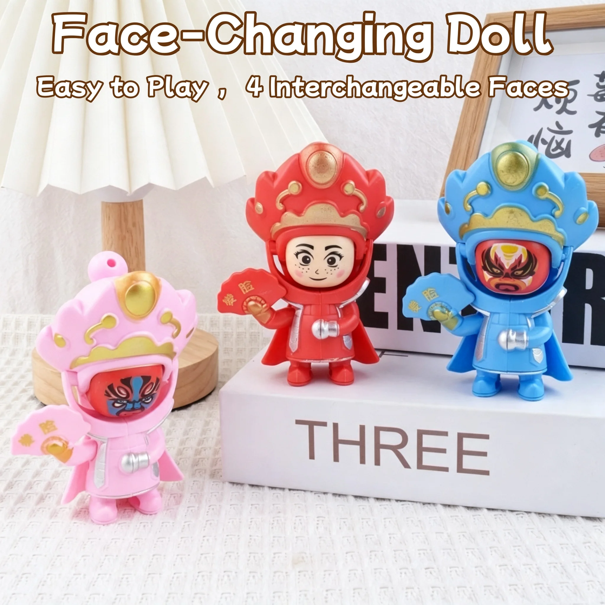 Chinese Face Changing Sichuan Opera Figures Creative Keychain Desktop Decoration Gift Souvenirs Face Changing Playthings
