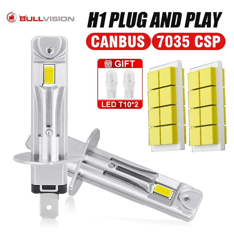 300W H1 LED Headlight Bulbs CANBUS Lights 30000LM 1: 1 Size Mini Lamp CSP Fanless Wireless Car LED Plug and Play 6000K 12V 24V