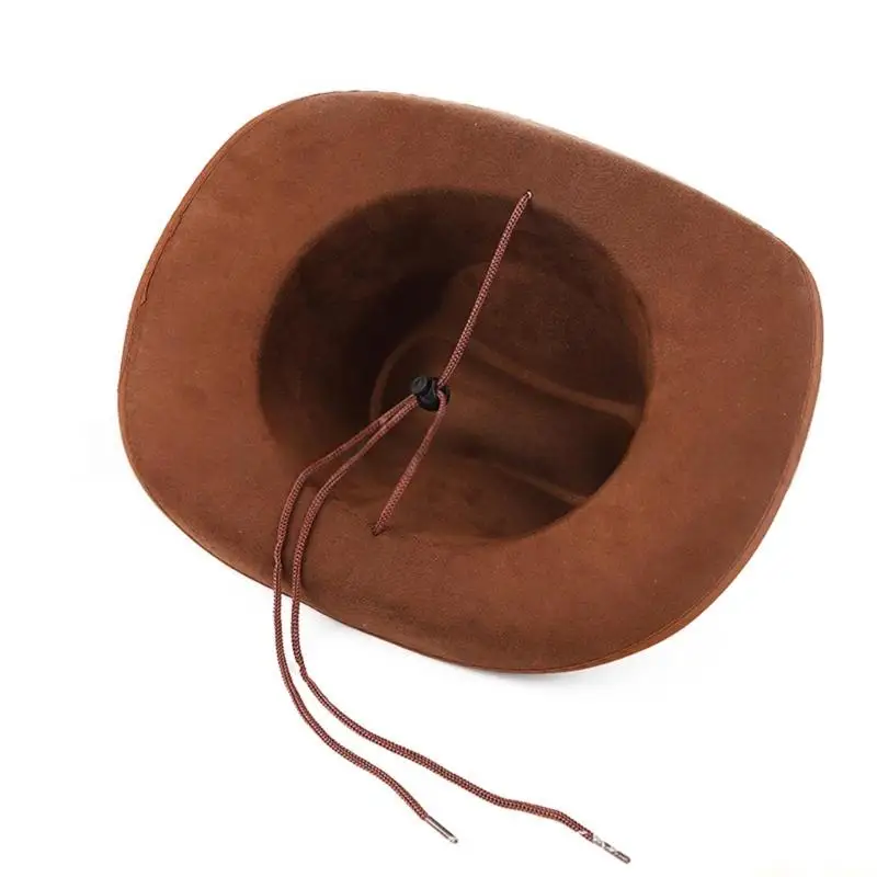 31BF قبعات رعاة البقر العصرية قابلة للتعديل بتفاصيل شريطية مناسبة للحفلات في الهواء الطلق