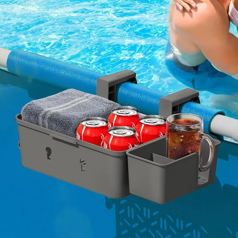 Portable Poolside Storage Basket Tray With Cup Holder Above Ground Pool Accessories Poolside Storage