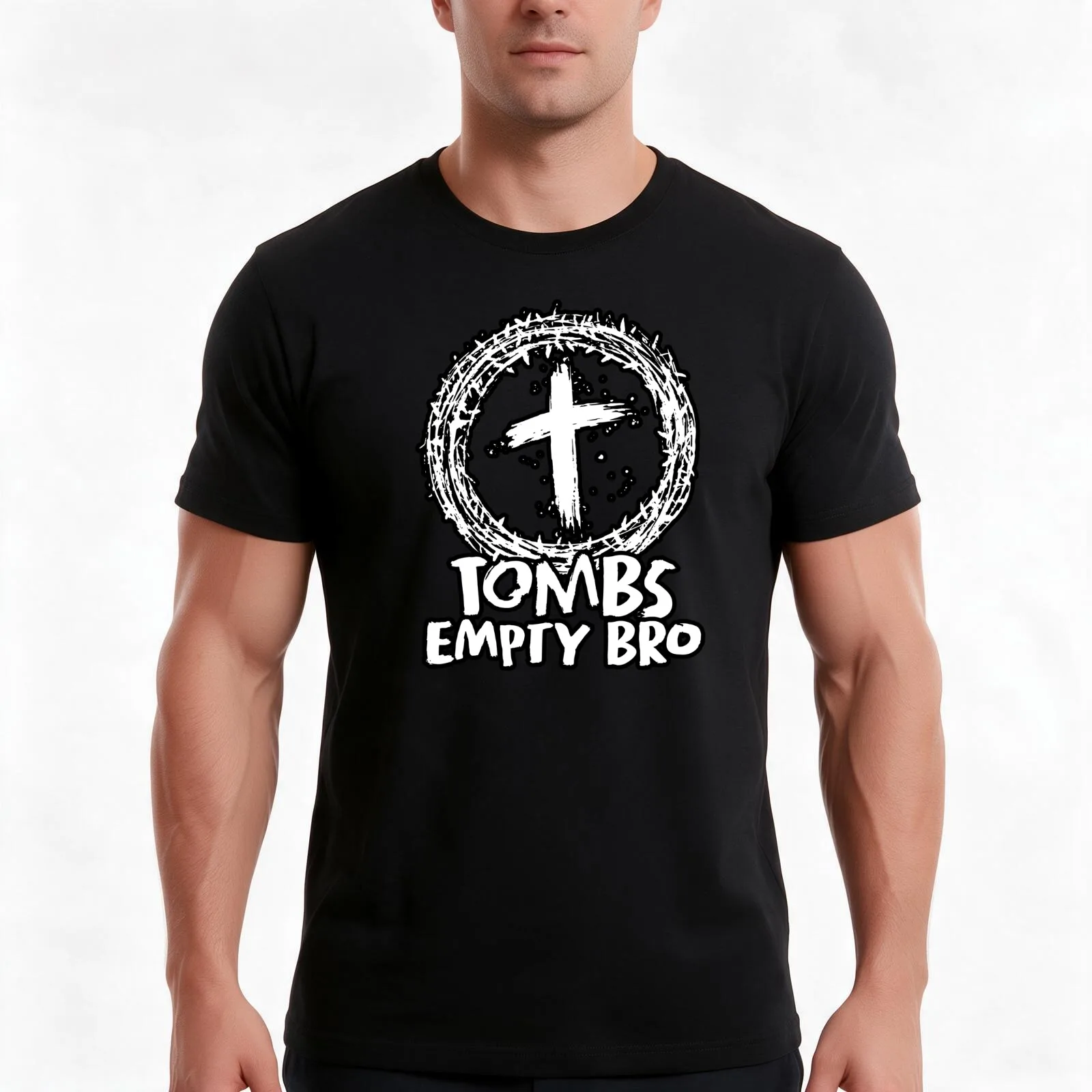 Tombs Empty Bro - WhiteLogo T-Shirt, Summer Casual Cotton Tee, Oversized Streetwear Tops, Vintage Graphic Print, 100% Cotton