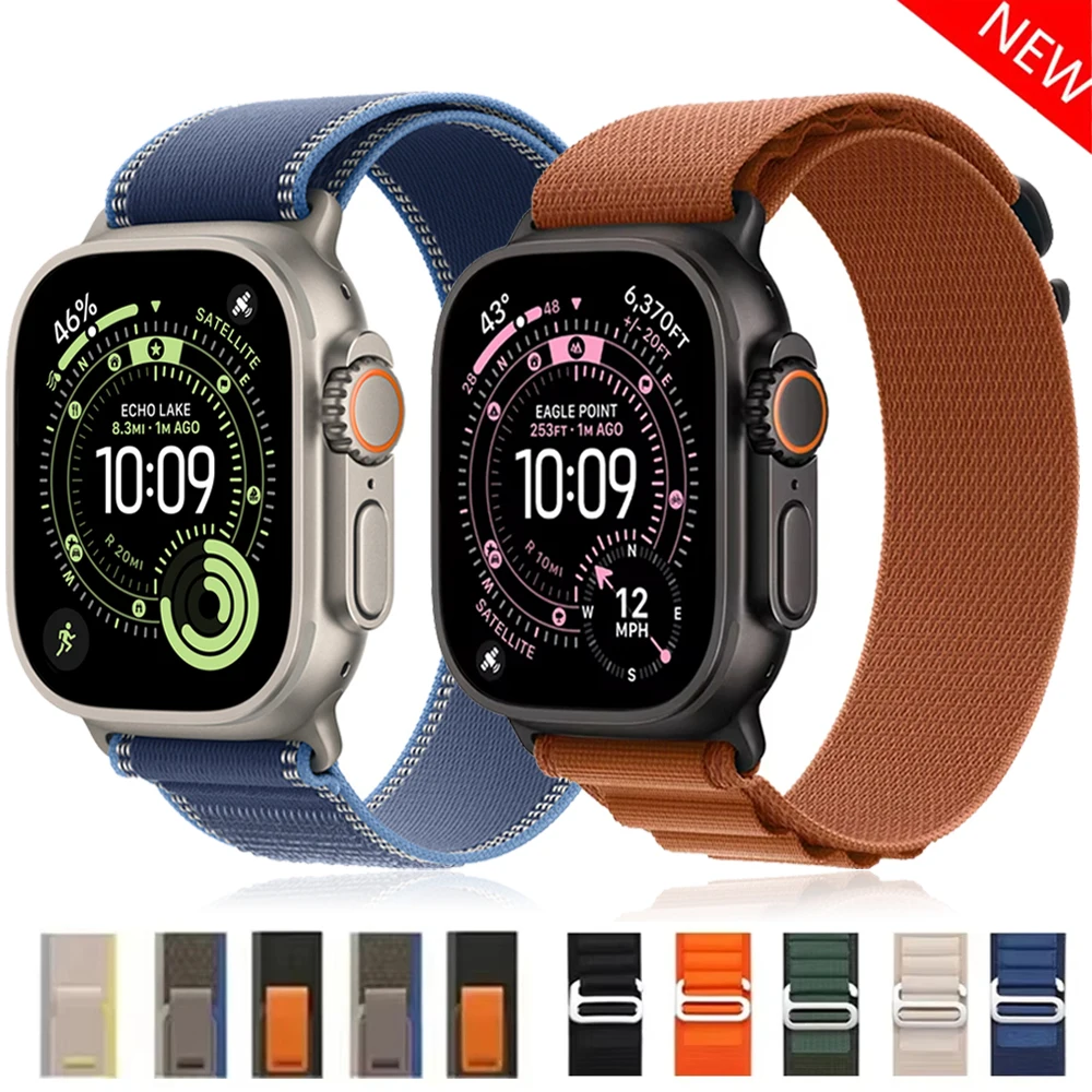 Pulseira Alpine Trail Loop para Apple Watch Ultra 2, 3, 49mm, 44mm, 45mm, 46mm, 42mm, 41mm, 40mm, compatível com iWatch séries 11, 10, 9, 8, 7, 6, SE.