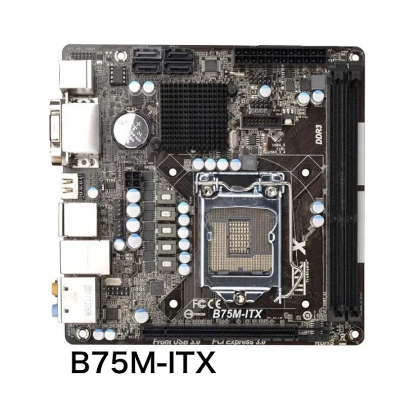 ASRock B75M-ITX 데스크탑 마더보드, LGA 1155 DDR3 B75 VGA DVI HDMI 메인보드, 100% 테스트 완료, 완전 작동 확인, 무료 배송