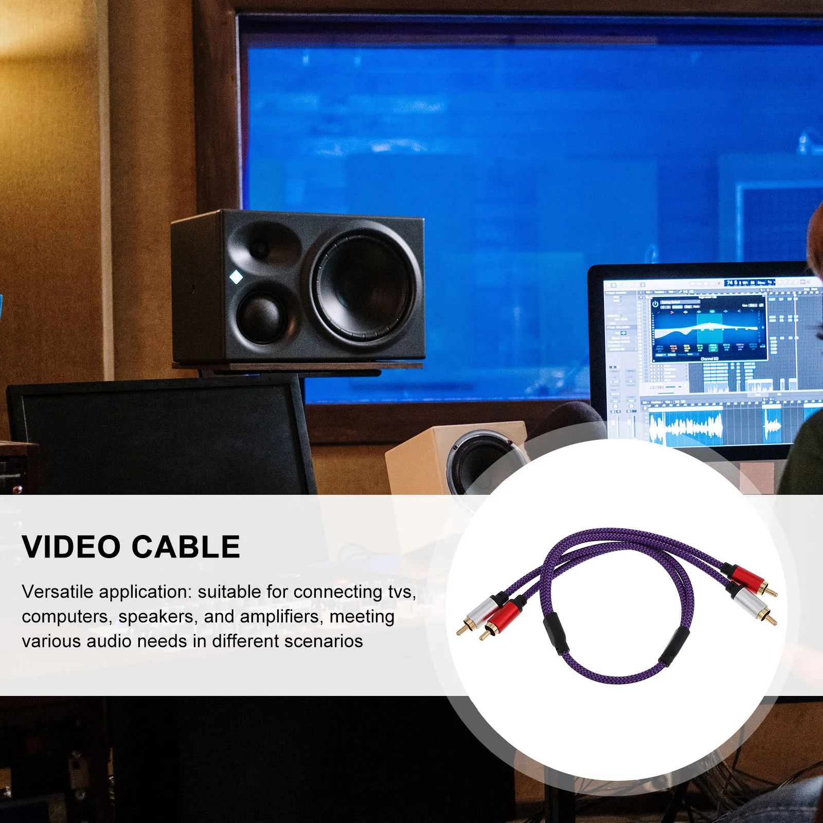 

Dual Male to Male Audio Line for Computer Speakers Amplifier Stable Transmission Plug Play Durable Analog Cable Cord