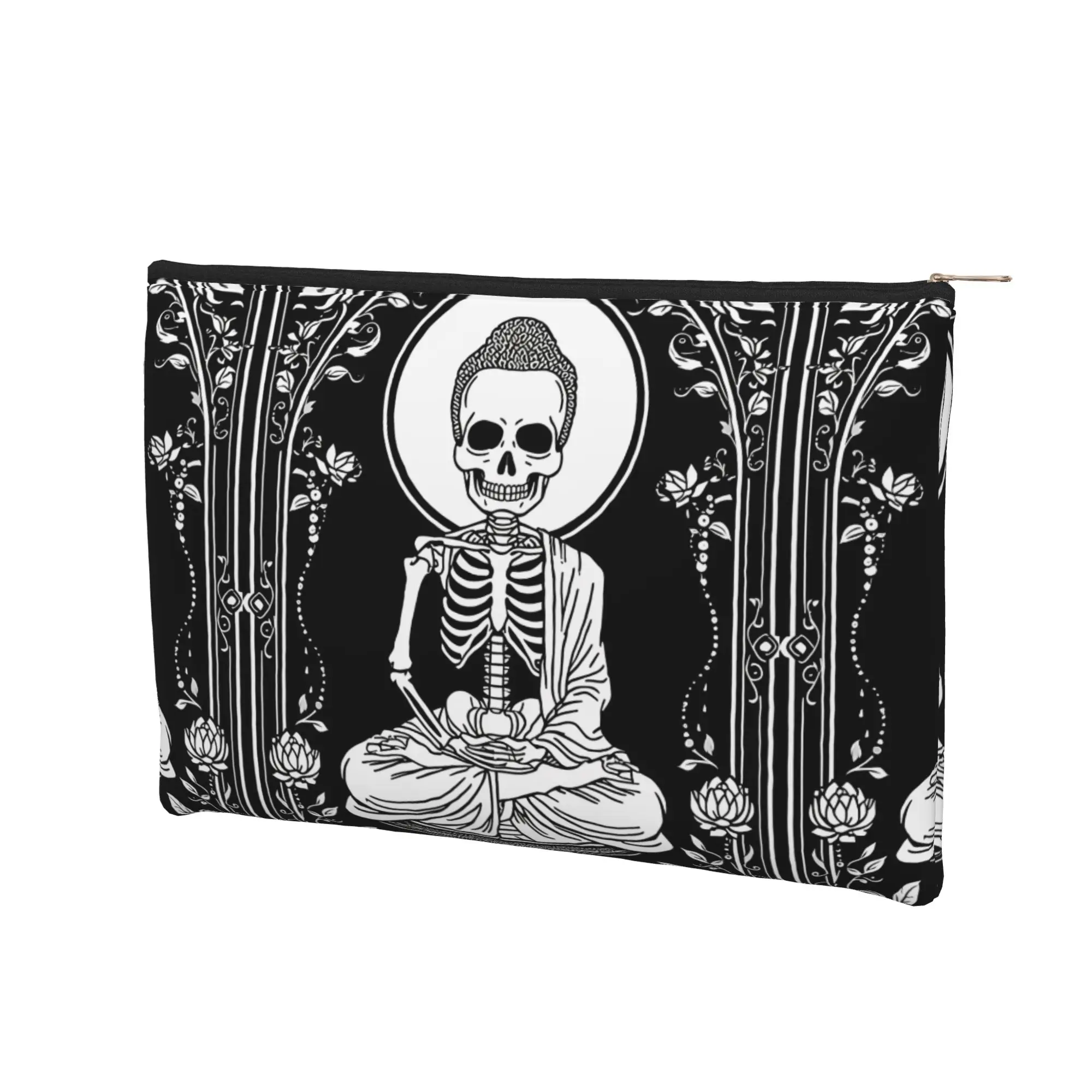Lightweight Yoga Skeleton Buddha Makeup Bag Toiletry Bag with Zipper Travel Cosmetic Pouch