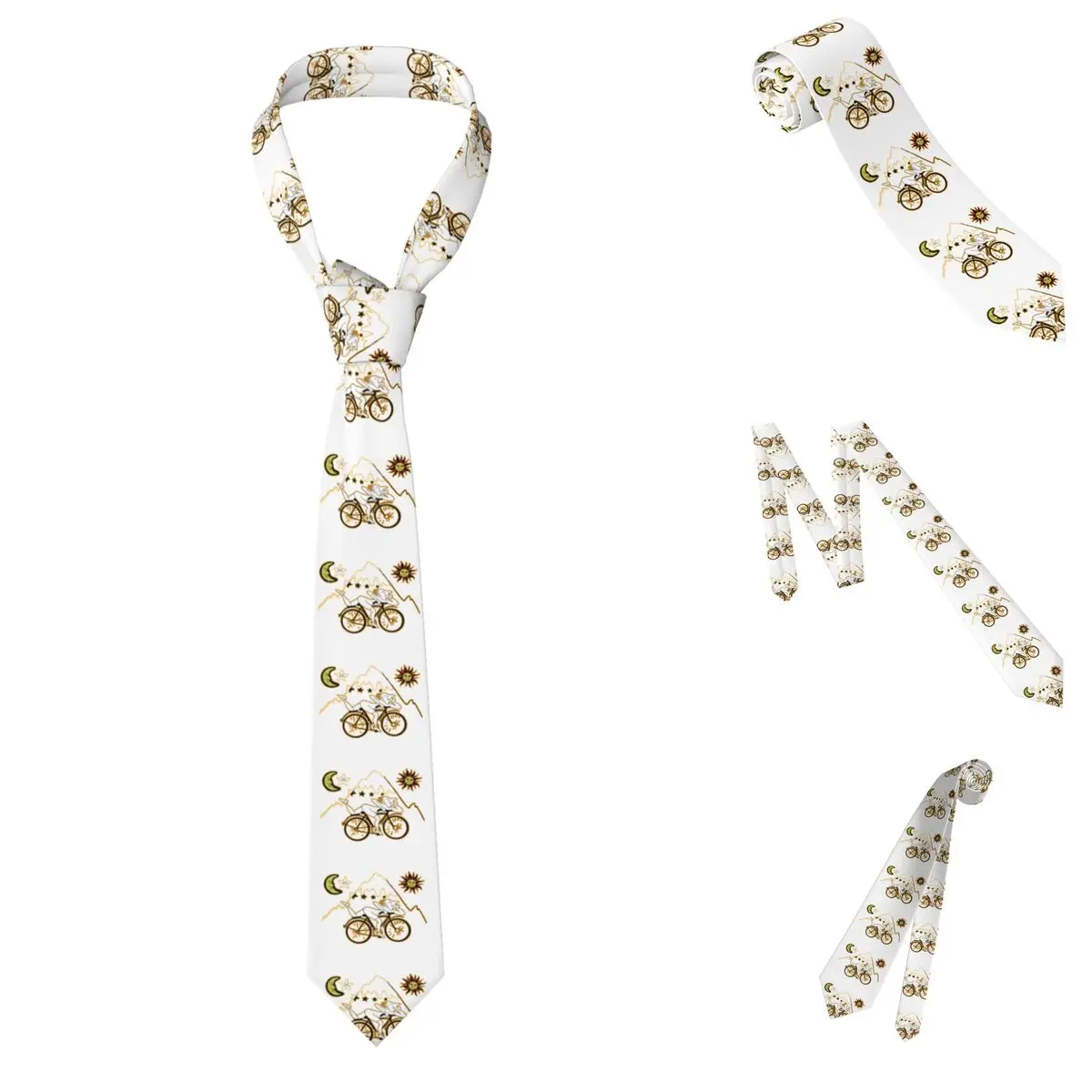 Bicycle Day Classic Necktie for Men Silk Polyester Slim Neck Ties Party Accessories Tie Casual Gravatas