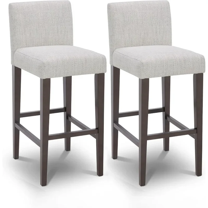 

Counter Height Bar Stools Set of 2, 25" H Seat Height Upholstered Barstools, Fabric in Ivory