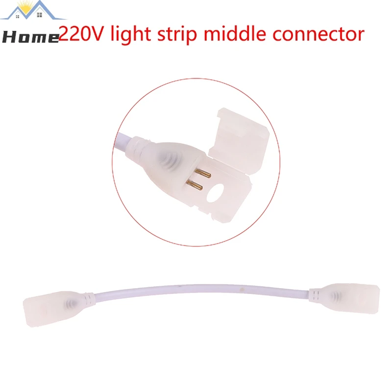 1Pc 220V EU LED Strip Plug For Cob 360LEDs 12mm Light Strip Connector 2pin COB Led Strip Light Fix Clips Connector Accessories