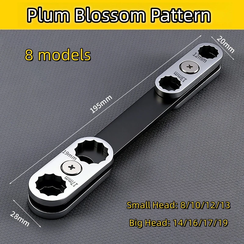 Llave para reparación de automóviles, combinación manual, llave abierta ajustable, portátil, varios tamaños, giratoria de 360 grados, ajustable 8 en 1